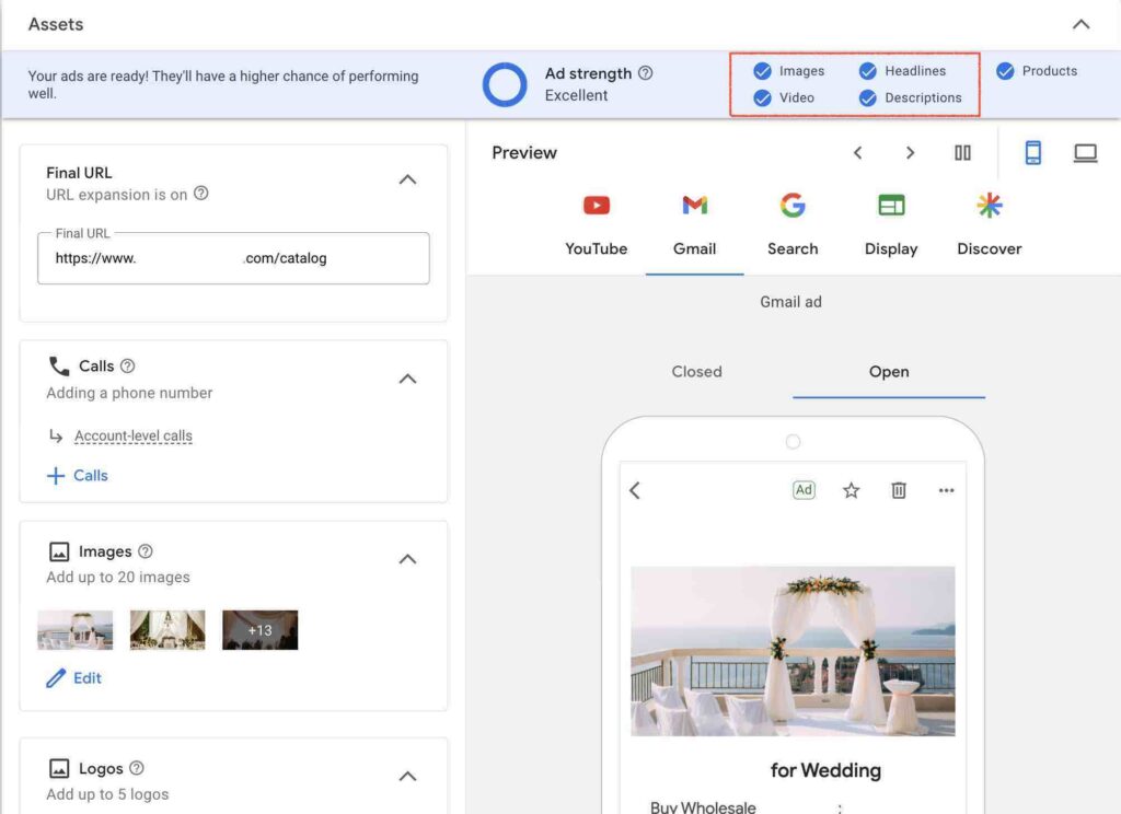 google ads performance max campaign assets setup