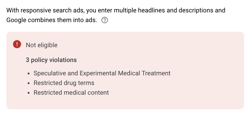 Google Ads Disapproved due to policy violation