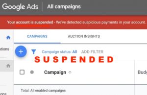 google ads account suspension message